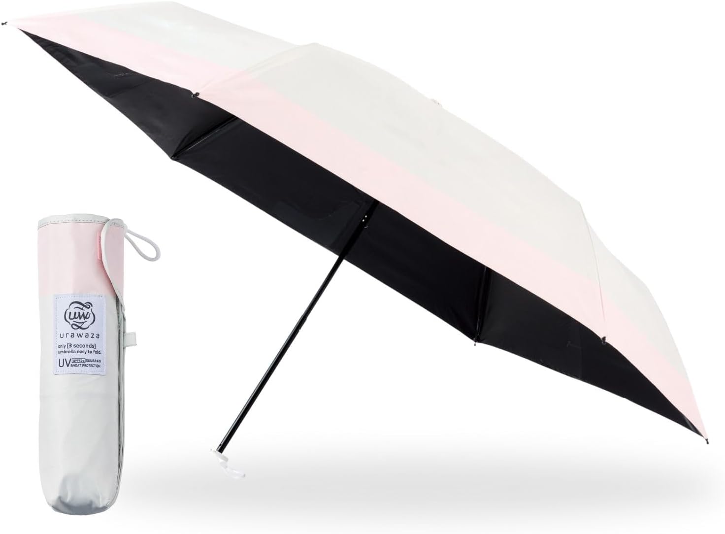 ムーンバット 3秒のurawaza(ウラワザ) 晴雨兼用 日傘 折りたたみ 晴雨兼用折りたたみ日傘】ウラワザ（urawaza） 無地 55